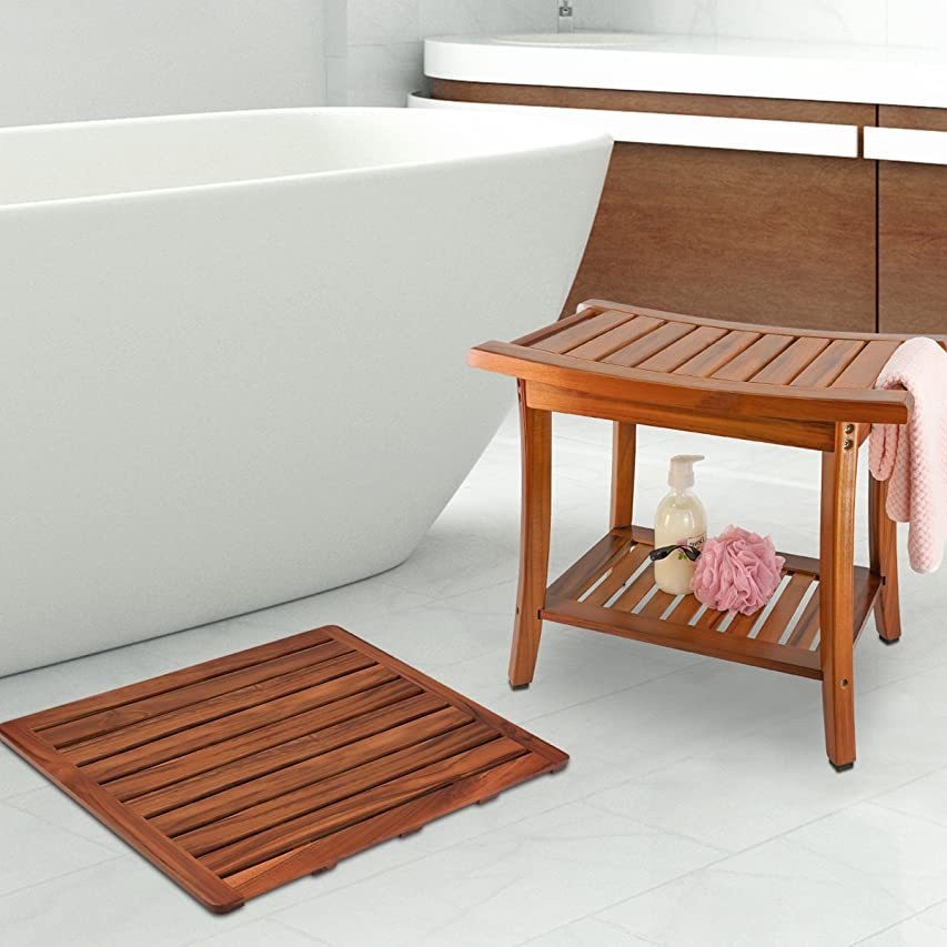 Household Solid Wood Bathroom Waterproof Non-slip Shower Mat