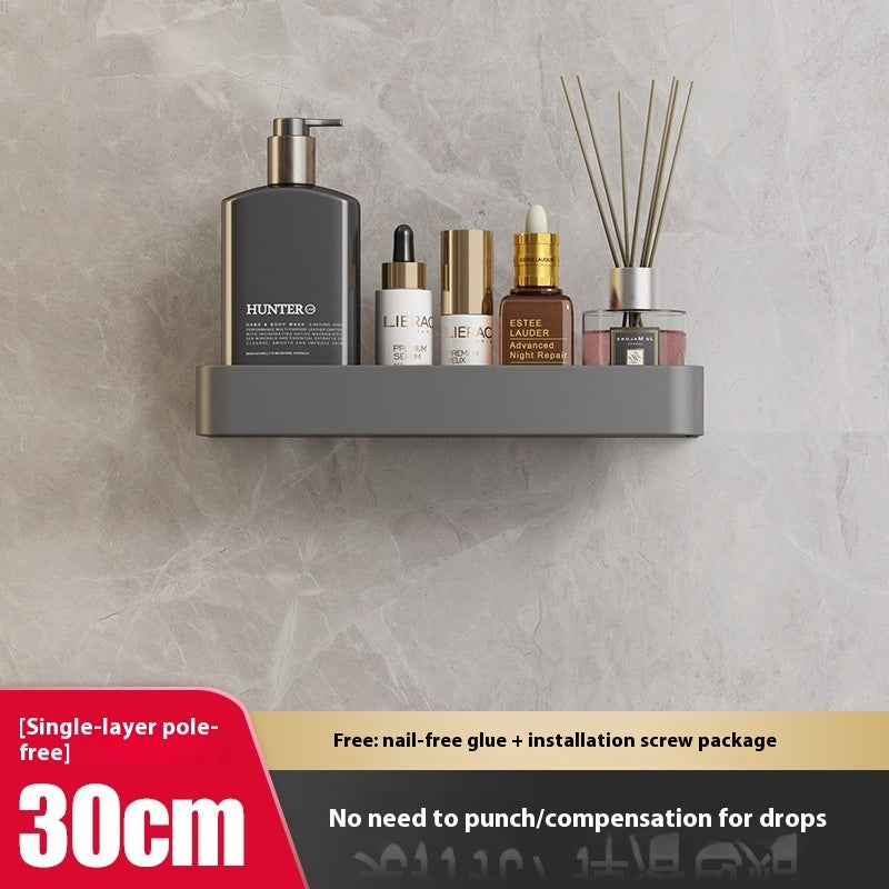 Punch-Free Bathroom Storage Rack – Wall-Mounted, Aluminum Alloy Design