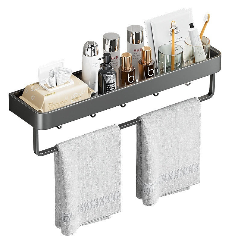 Punch-Free Bathroom Storage Rack – Wall-Mounted, Aluminum Alloy Design