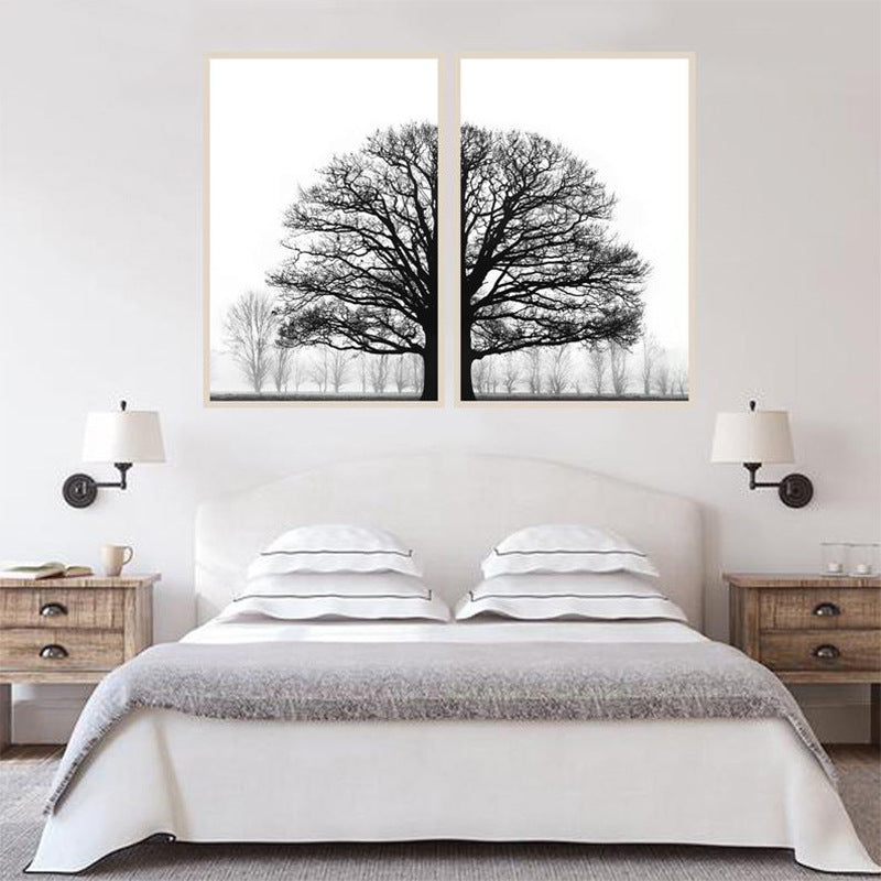 Black & White Winter Trees Canvas Print – Modern Minimalist Wall Art for Serene Spaces