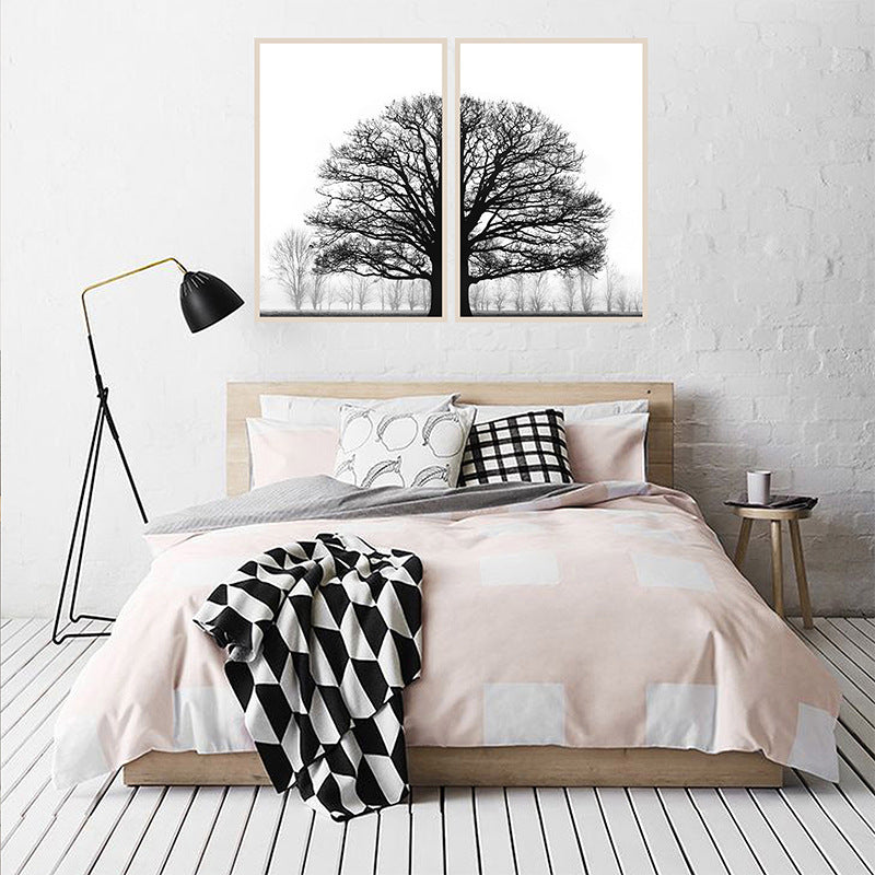 Black & White Winter Trees Canvas Print – Modern Minimalist Wall Art for Serene Spaces