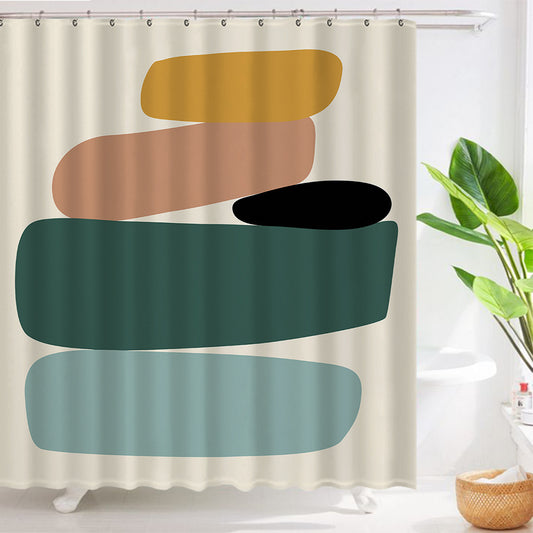 Ins Wind Shower Curtain – Abstract Geometric Design for Dry and Wet Separation