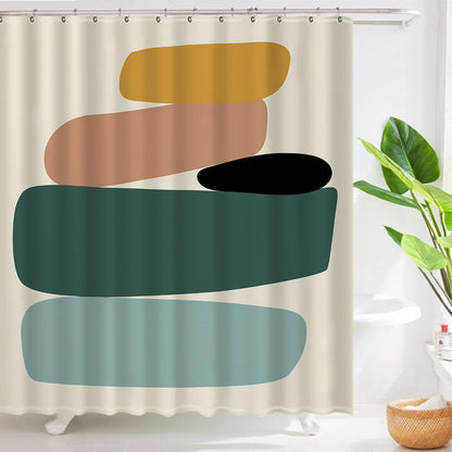 Ins Wind Shower Curtain – Abstract Geometric Design for Dry and Wet Separation