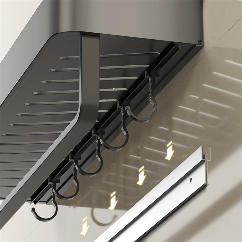 Punch-Free Bathroom Storage Rack – Wall-Mounted, Aluminum Alloy Design
