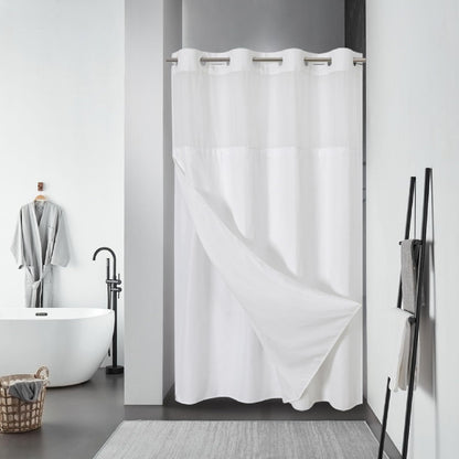 Double Layer Big Buckle Waffle Solid Color & Plain Large Ring Shower Curtain
