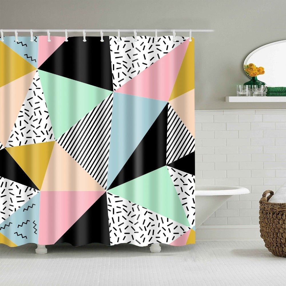 Geometric Digital Print Shower Curtain