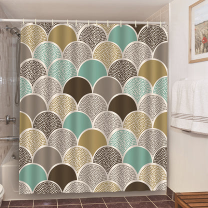 Geometric Tile Color Block Shower Curtain Set