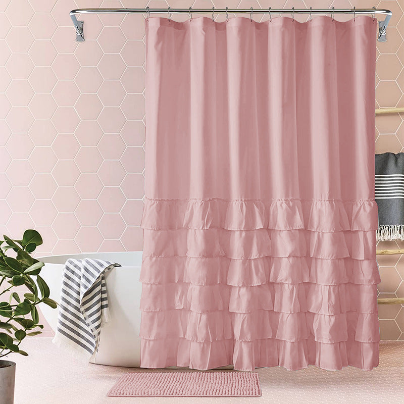 Folding Polyester Bathroom Partition Shower Curtain