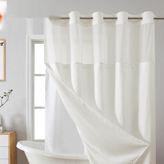 Double Layer Big Buckle Waffle Solid Color & Plain Large Ring Shower Curtain
