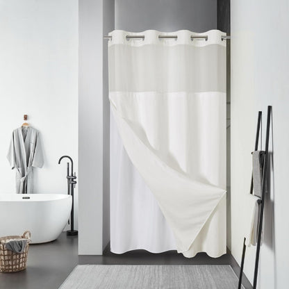 Double Layer Big Buckle Waffle Solid Color & Plain Large Ring Shower Curtain