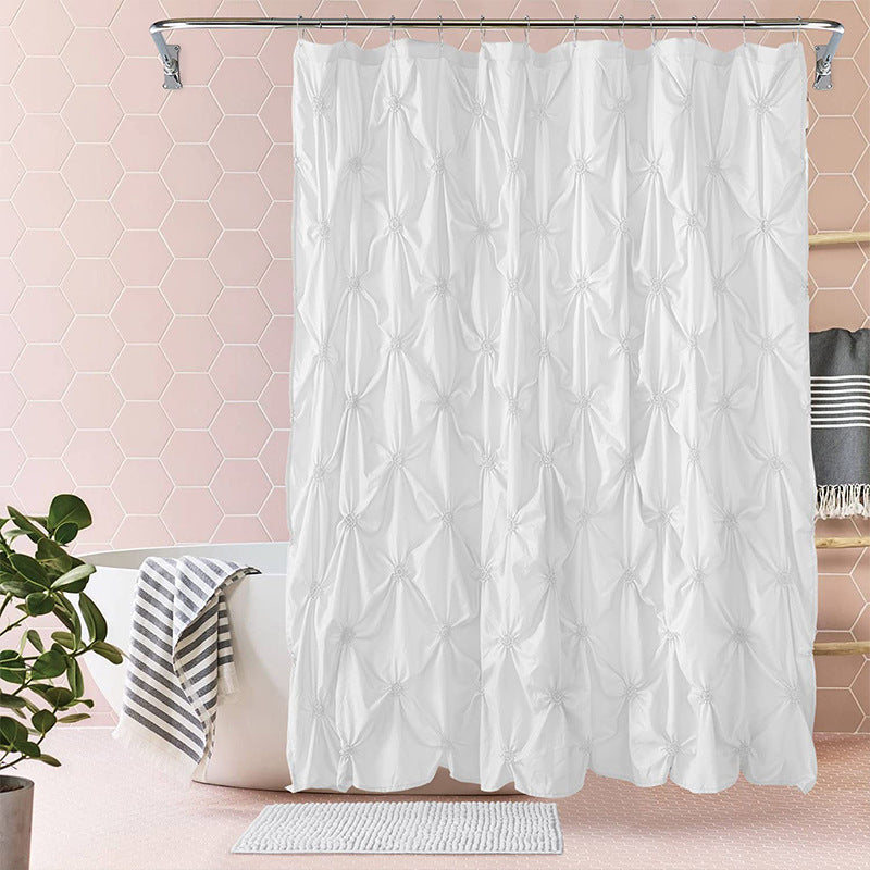 Folding Polyester Bathroom Partition Shower Curtain