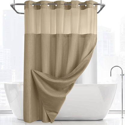 Double Layer Big Buckle Waffle Solid Color & Plain Large Ring Shower Curtain