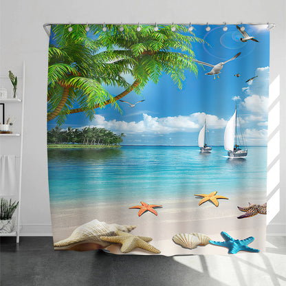 Geometric Tile Color Block Shower Curtain Set