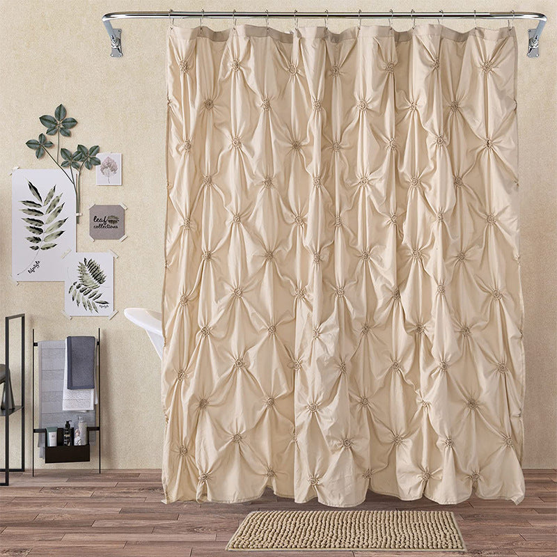 Folding Polyester Bathroom Partition Shower Curtain
