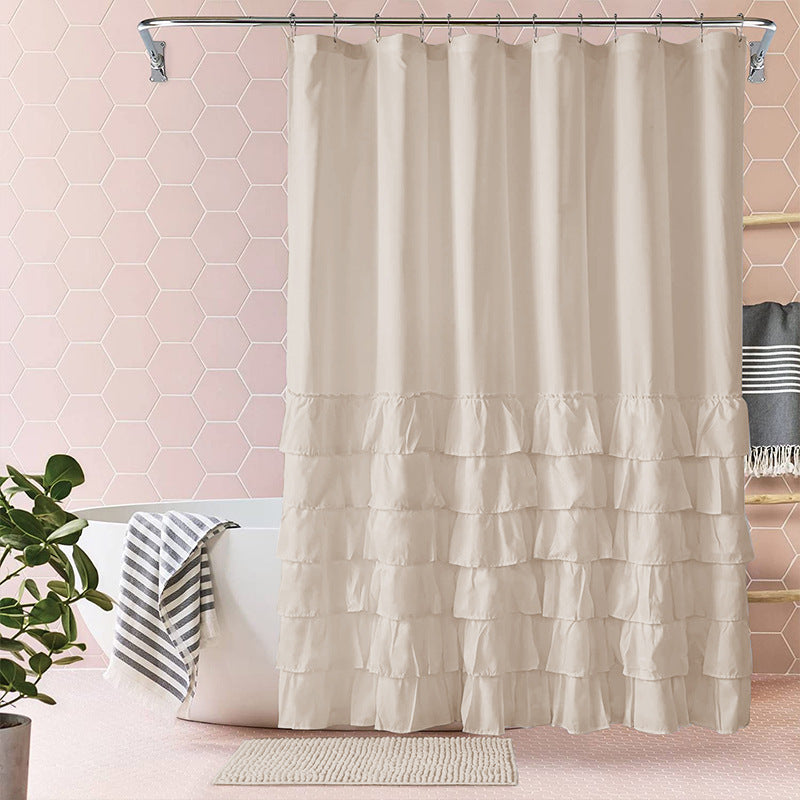 Folding Polyester Bathroom Partition Shower Curtain