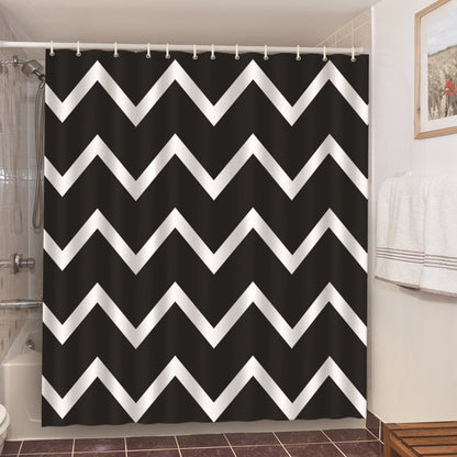 Geometric Tile Color Block Shower Curtain Set
