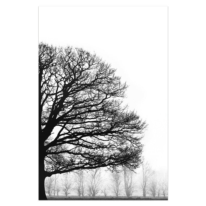 Black & White Winter Trees Canvas Print – Modern Minimalist Wall Art for Serene Spaces