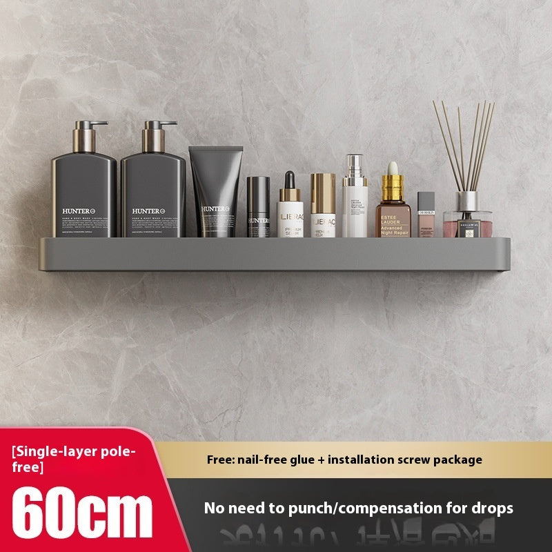 Punch-Free Bathroom Storage Rack – Wall-Mounted, Aluminum Alloy Design
