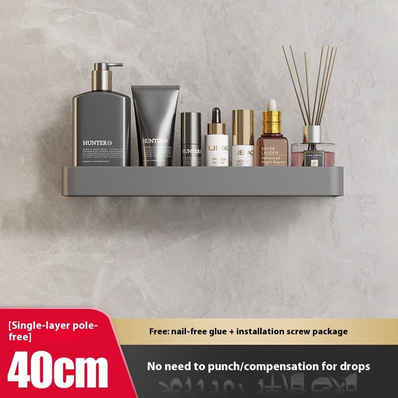 Punch-Free Bathroom Storage Rack – Wall-Mounted, Aluminum Alloy Design