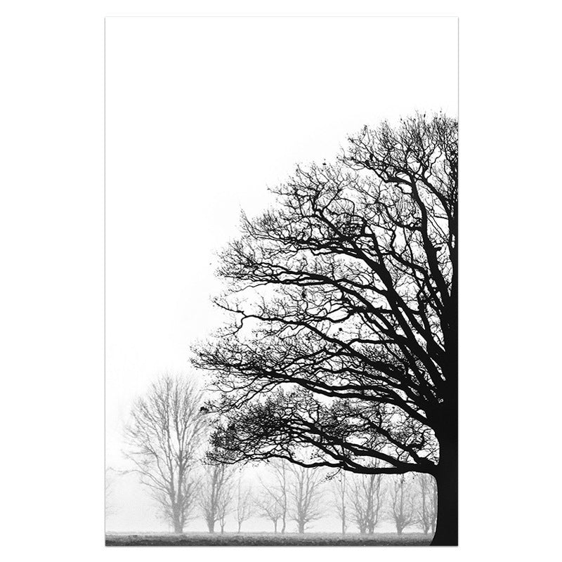 Black & White Winter Trees Canvas Print – Modern Minimalist Wall Art for Serene Spaces
