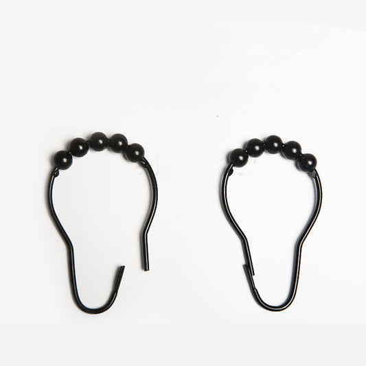 Nordic Black Metal Shower Curtain Hooks – Pack of 12