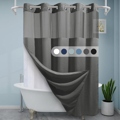 Double Layer Big Buckle Waffle Solid Color & Plain Large Ring Shower Curtain