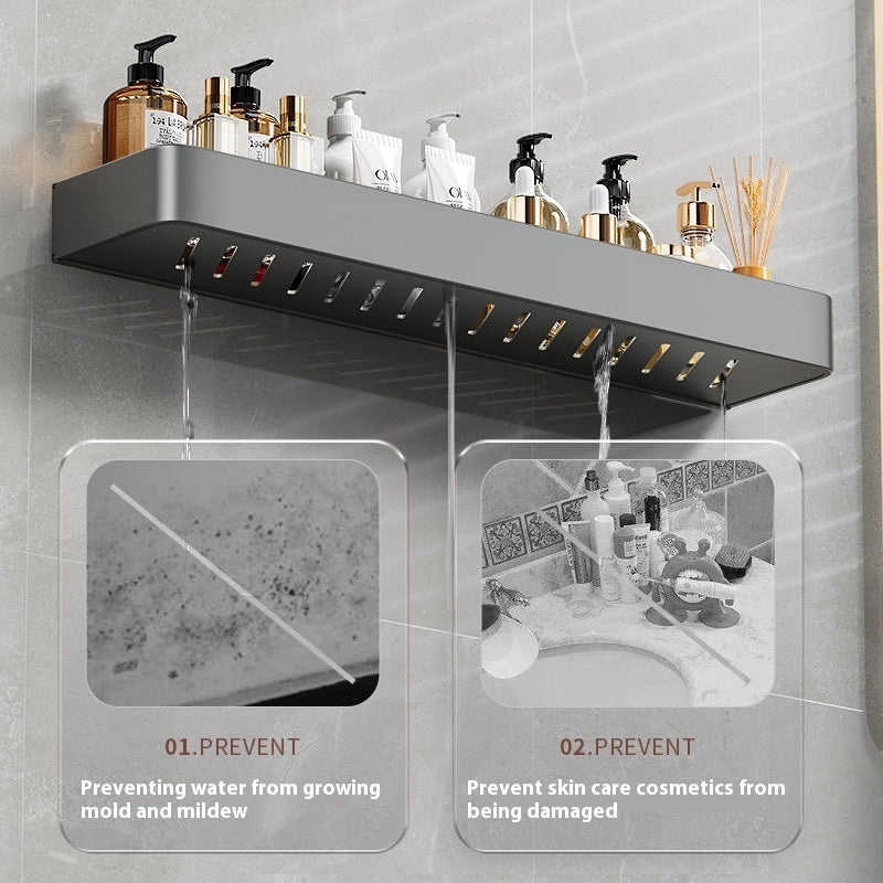 Punch-Free Bathroom Storage Rack – Wall-Mounted, Aluminum Alloy Design